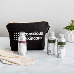 Beauty Set with 3 plastic free cleansing products and organic cotton face cloth